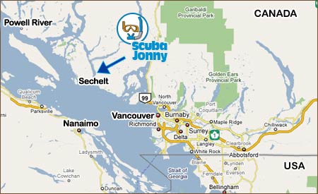 MAP: Overview of the Sunshine Coast, Vancouver Island, Canada and the USA